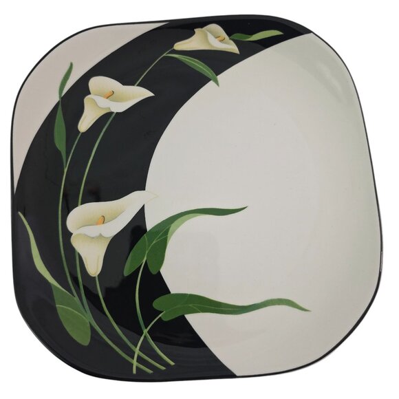 Sango Quadrille Black Lilies Semi Porcelain Salad Luncheon Plates – Set of 4 - Picture 4 of 13